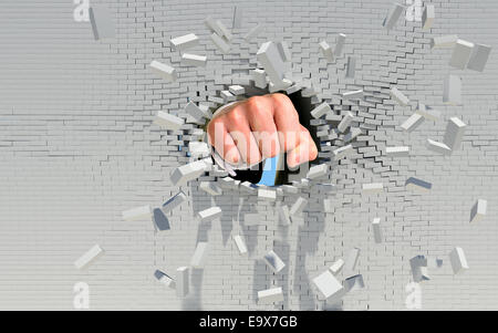 Fist Punching Through Brick Wall Stock Vector Art & Illustration ...