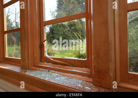 broken window after break in Stock Photo