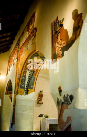 Copy of fresco. Sant Joan de Boi romanesque church. Vall de Boi, Lleida, Catalonia, Spain. Stock Photo