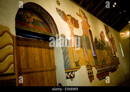 Copy of fresco. Sant Joan de Boi romanesque church. Vall de Boi, Lleida, Catalonia, Spain. Stock Photo