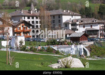 Italy, Aosta valley, Aosta, Pré-Saint-Didier Thermal Baths. Stock Photo