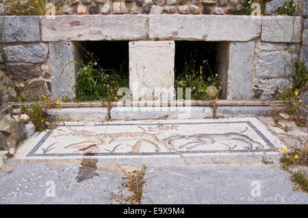 Hunting scene, Roman mosaics in 4th century tombs outside the Myndos Gate, Halicarnassus, now Bodrum, Turkey Stock Photo