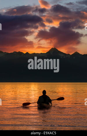 Alaska,Kayak,Lynn Canal,Mountain,Sunset Stock Photo