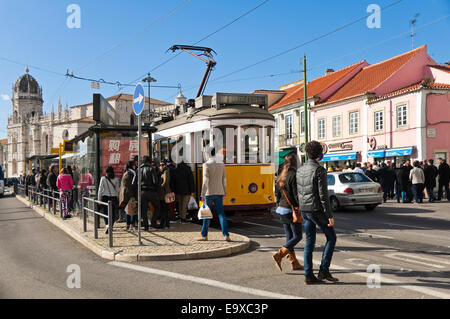 Horizontal streetscape of Belem, Lisbon. Stock Photo