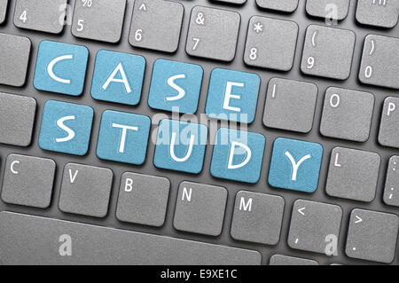 Blue case study key on keyboard Stock Photo