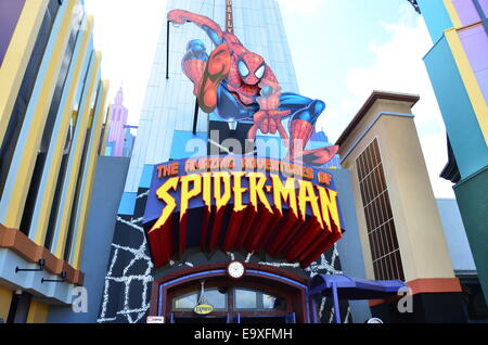 The Spider-Man Ride, at Marvel Super Hero Island, Islands of Adventure, Universal Orlando Resort, Orlando, Florida,USA Stock Photo