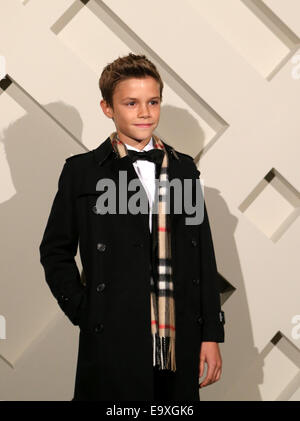 London, UK. 3rd November, 2014.Romeo Beckham attends the launch of the Burberry festive campaign in London, Britain, on Nov. 3, 2014. Credit:  Han Yan/Xinhua/Alamy Live News Stock Photo