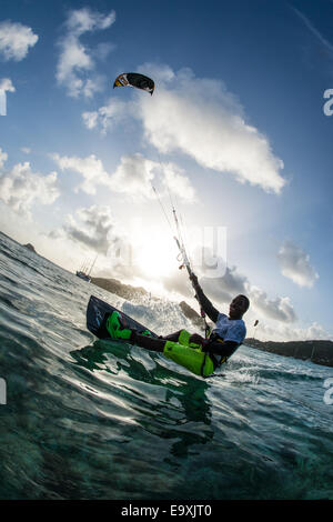 Kite Surfer in the Caribbean Stock Photo