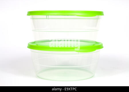 Plastic containers with tight lids for safe storage of food Stock Photo