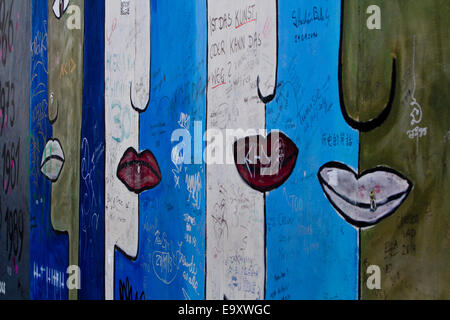 Cartoon mouths lips Graffiti Urban Berlin Wall Stock Photo