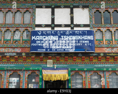 Low angle view of a gift shop, Chokhor Town, Bumthang District, Bhutan Stock Photo