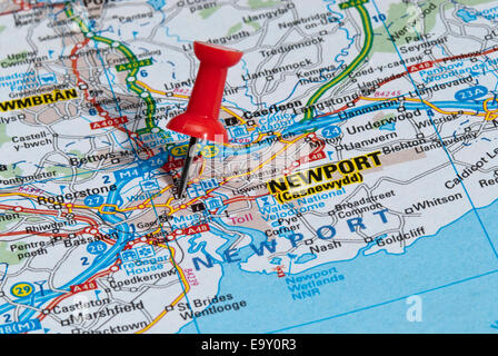 Road Map of Newport, Gwent, Wales Stock Photo - Alamy