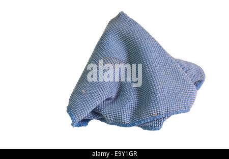 Dirty blue microfiber on isolated white background Stock Photo