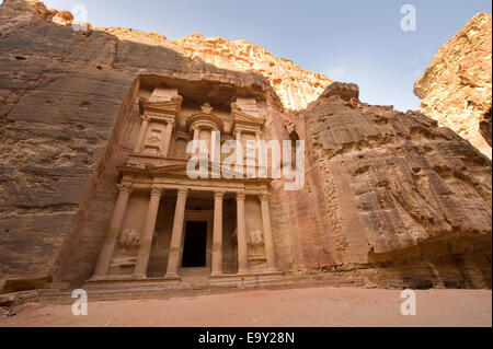 The treasury is also called Al Khazna, it is the most magnificent and famous facade in Petra Jordan,