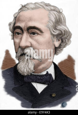 Jean-Baptiste Sebastian Frantz (1817-1899). French engineer and politician. Engraving. Colored. Stock Photo