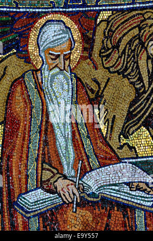 Glass mosaic, depicting St. Mark, dome of Giggleswick School Chapel, Settle, North Yorkshire, England Stock Photo