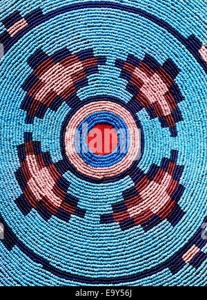 Aboriginal beadwork native Indian blue pattern bead art Stock Photo - Alamy