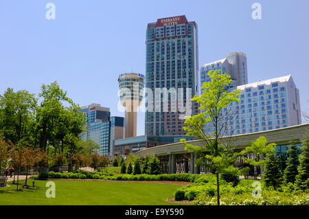 Embassy Suites Hotel Niagara Fallsview casino resort at Niagara Falls city Ontario Canada Stock Photo