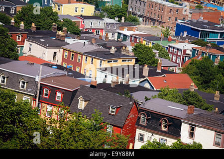 View over the top of the old city of St. John's, Newfoundland, Canada Stock Photo