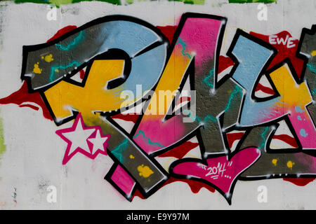 Heart star Graffiti Urban 2014 Berlin Wall colour Stock Photo
