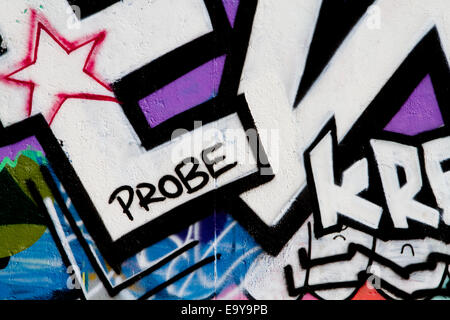 Probe star Graffiti Urban 2014 Berlin Wall colour Stock Photo