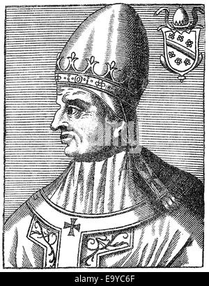 Pope Gregory XI or Gregorius XI, born Pierre Roger de Beaufort, c. 1329-1378, Pope from 1370 to 1378, Papst Gregor XI., ursprüng Stock Photo