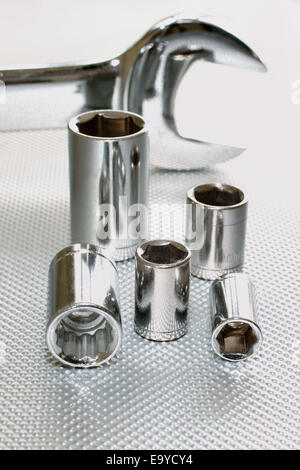 Mechanics sockets and Spanners an abstract engineering concept Stock Photo