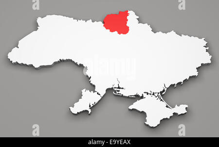 Map of Ukraine, division regions, Chernihiv Stock Photo