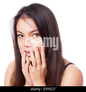 shocked young asian woman Stock Photo