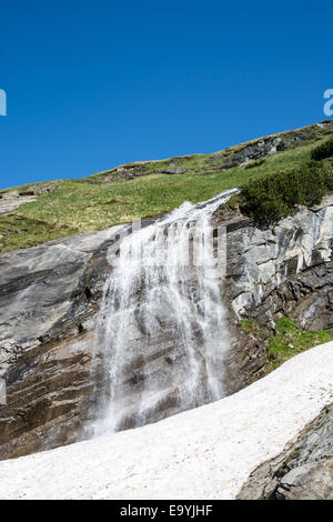 Waterfall and Snowmelt in the Hohe Tauern national park in Austria Stock Photo