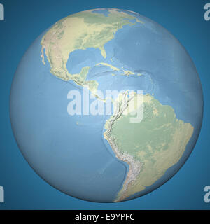 Earth globe map. Side of the North and South America Stock Photo