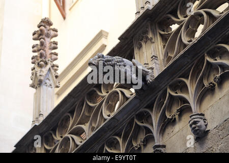 Spain. Catalonia. Barcelona. Gargolye on the Palau de la Generalitat, by Pere Johan (1397-1458). Gothic. Bishop street. Stock Photo