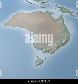 Australia. Shaded relief map with major urban areas Stock Photo