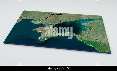 Map of Crimea and Ukraine, Black Sea Stock Photo