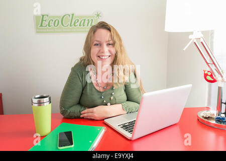 Small business owner of green cleaning company Stock Photo