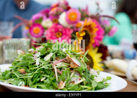 Fresh salad on serving plate, ready to be served Stock Photo