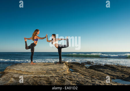 Dancer pose, Windansea beach, La Jolla, California Stock Photo
