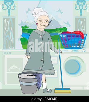 maid cleans the kitchen Stock Photo - Alamy