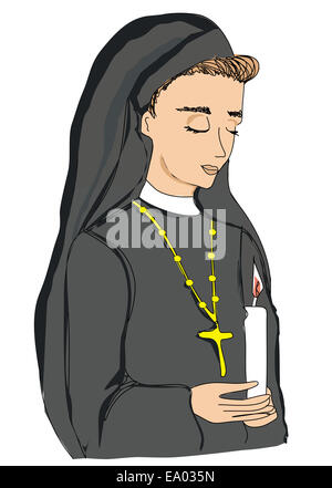 doodle illustration of nun Stock Photo