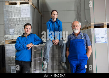 Portrait of team of factory workers Stock Photo
