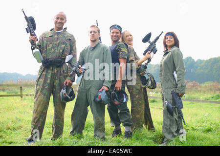 Paintball team in a field Stock Photo