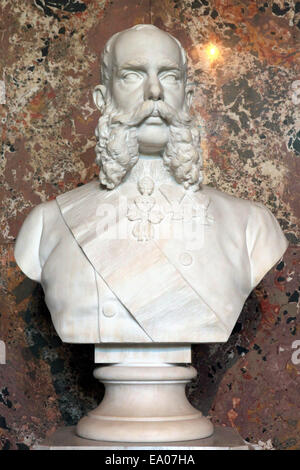 Emperor Francis Joseph I. Marble bust by German sculptor Caspar von Zumbusch, 1873. Kunsthistorisches Museum, Vienna, Austria. Stock Photo