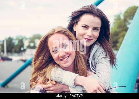Portrait of two young female best friends Stock Photo