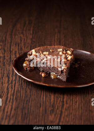 Belgian chocolate and salted caramel pecan torte Stock Photo