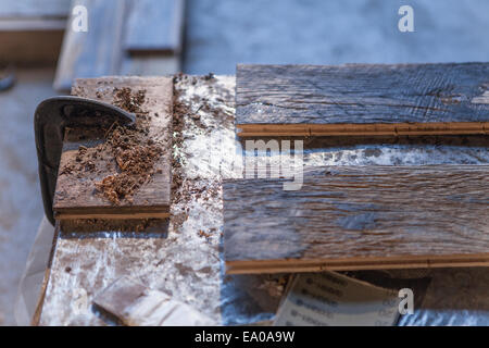 Close up of wood planks in factory, Jiangsu, China Stock Photo