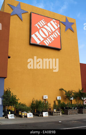 Plants and palms for sale outside an American Home Depot Store building  in Tustin California USA Stock Photo