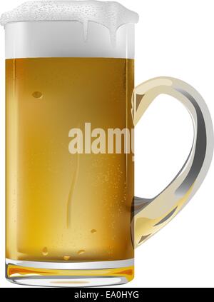 vector realistic beer mug on white background Stock Vector