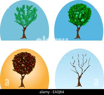 vector abstract tree during four seasons Stock Vector