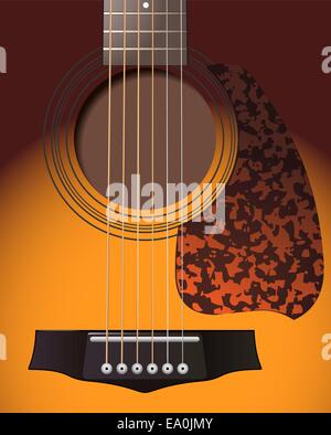 vector acoustic guitar closeup illustration Stock Vector