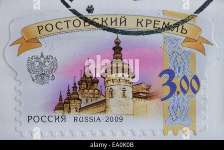 RUSSIA - CIRCA 2009 : postage stamp printed by Russia, shows Kremlin in Rostov, circa 2009 Stock Photo